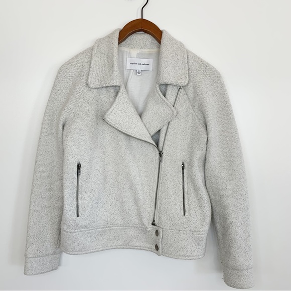 Cupcakes And Cashmere Knit Moto Jacket, Gray, Small - Picture 3 of 10